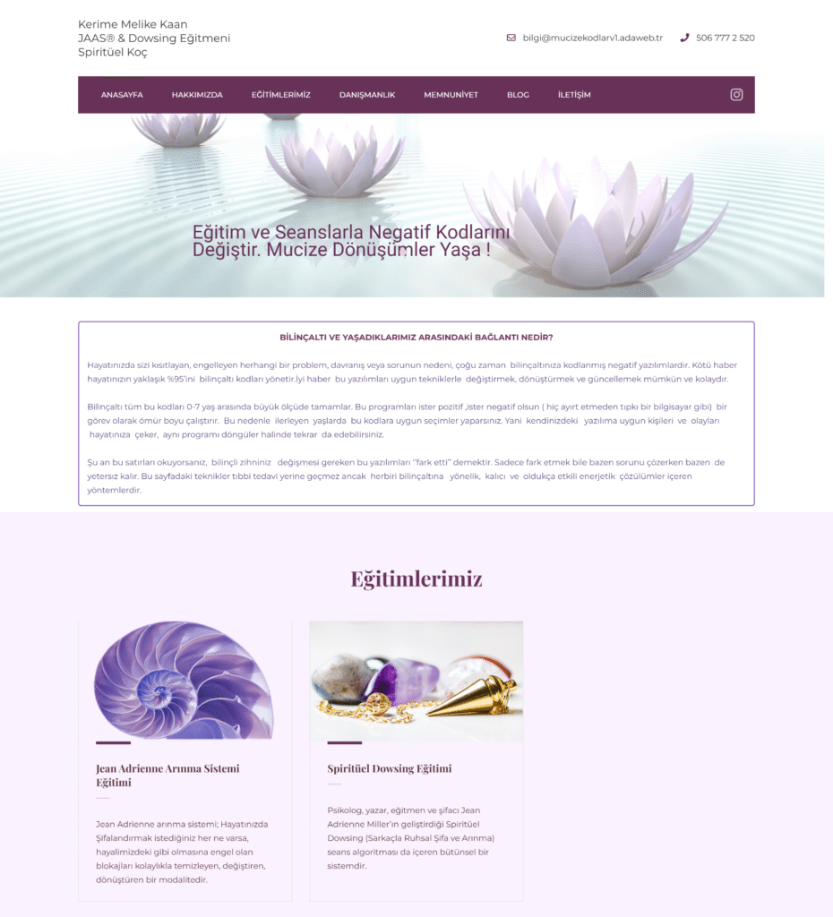 Mucize Kodlarım Web Sitesi V1